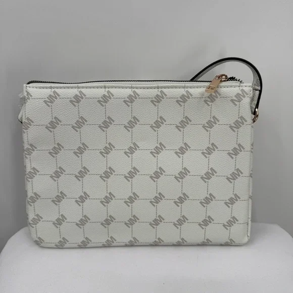 Nicole Miller Crossbody Bag Womens One Size Creme Bone Monogram Purse New - Picture 2 of 10